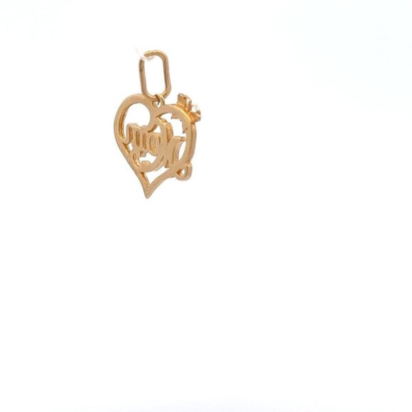 18K Gold Pendant Charm Heart MOM Butterfly - Picture 6 of 9